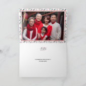 Elegante rode & groene kerst Holly bladeren foto Kaart (Binnen)