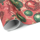 Elegante rode groene kerstballen cadeaupapier (Rol Hoek)