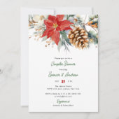 Elegante rode groene kerstparen Douche Kaart (Voorkant)