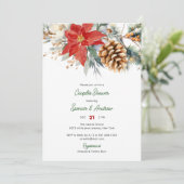 Elegante rode groene kerstparen Douche Kaart (Staand voorkant)