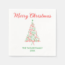 Elegante Rode & Groene Lijnen Vrolijk Kerstfeest