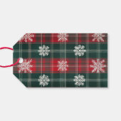 Elegante  rode & groene sneeuwvlokken Foto Cadeaulabel (Achterkant Horizontaal)