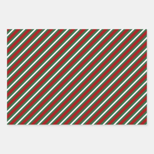 Elegante rode groene strepen Kerstmis Inpakpapier Vel (Voorkant 3)
