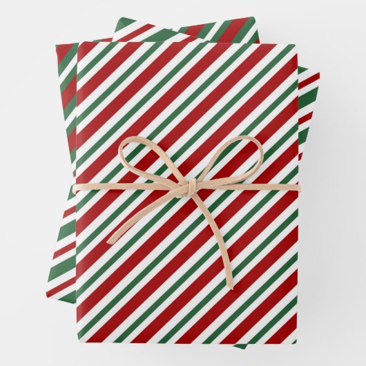 Elegante rode groene strepen Kerstmis Inpakpapier Vel (In situ)