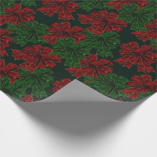 Elegante rode groene strikken vakantie Kerstmis Cadeaupapier (Hoek)