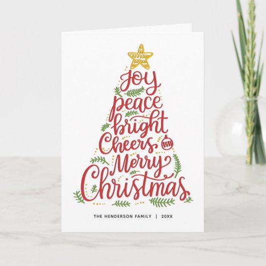 Elegante rode groene typografie kerst Kaart (Voorkant)