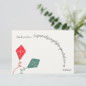 Elegante rode groene vlieger Sky verjaardag Bedankkaart (Staand voorkant)