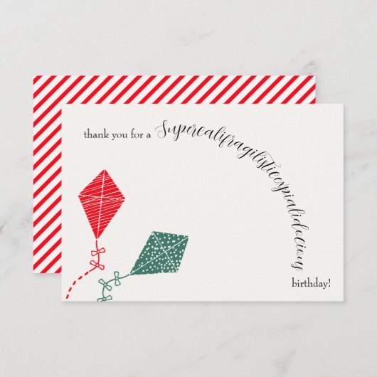 Elegante rode groene vlieger Sky verjaardag Bedankkaart (Voorkant / Achterkant)