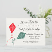 Elegante rode groene vlieger Sky verjaardag Kaart (Staand voorkant)