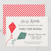 Elegante rode groene vlieger Sky verjaardag Kaart (Voorkant / Achterkant)