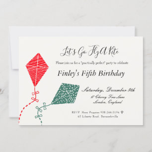 Elegante rode groene vlieger Sky verjaardag Kaart