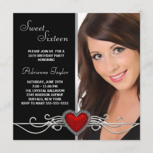 Elegante rode hart foto verjaardagsfeestje kaart