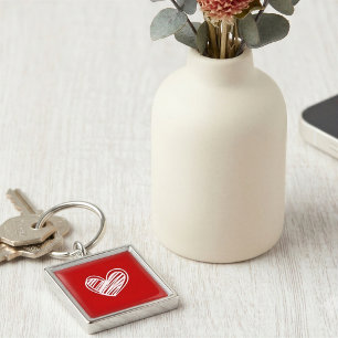 Elegante rode hart metalen sleutelhanger