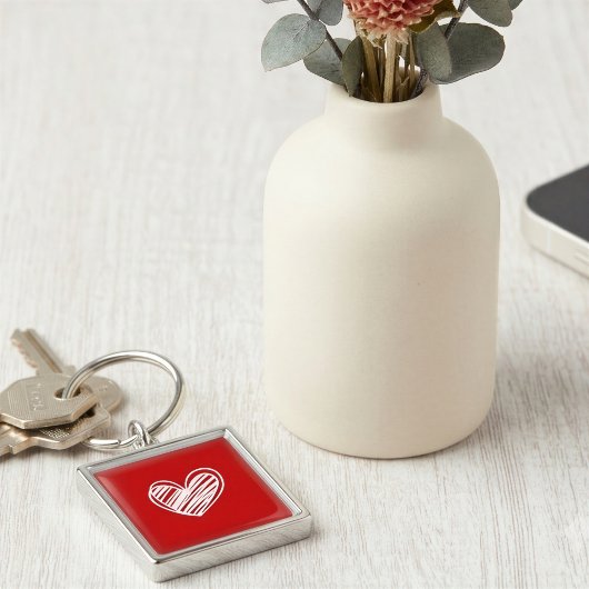 Elegante rode hart metalen sleutelhanger