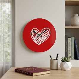 Elegante Rode Hart Wandklok