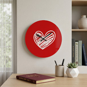 Elegante Rode Hart Wandklok