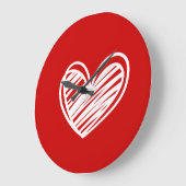 Elegante Rode Hart Wandklok (Hoek)