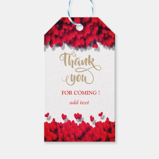 Elegante Rode Harten  Cadeaulabel (Voorkant)