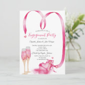Elegante Rode Harten Champagneglas Kaart (Staand voorkant)