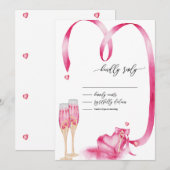 Elegante rode harten champagneglas RSVP Kaart (Voorkant / Achterkant)