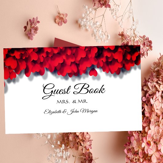 Elegante Rode Harten Gastenboek