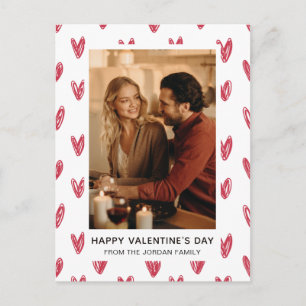 Elegante Rode Harten Gelukkige Valentijnsdag 1 Fot Feestdagenkaart