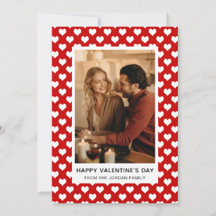 Elegante Rode Harten Gelukkige Valentijnsdag 1 Fot Feestdagenkaart