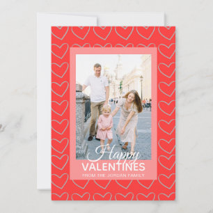 Elegante Rode Harten Gelukkige Valentijnsdag 1 Fot Feestdagenkaart