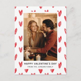 Elegante Rode Harten Gelukkige Valentijnsdag 1 Fot Feestdagenkaart