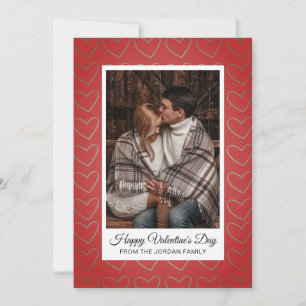 Elegante Rode Harten Gelukkige Valentijnsdag 1 Fot Feestdagenkaart