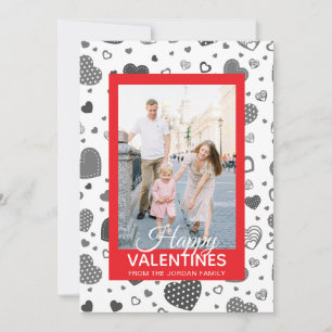 Elegante Rode Harten Gelukkige Valentijnsdag 1 Fot Feestdagenkaart