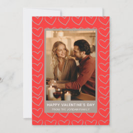 Elegante Rode Harten Gelukkige Valentijnsdag 1 Fot Feestdagenkaart