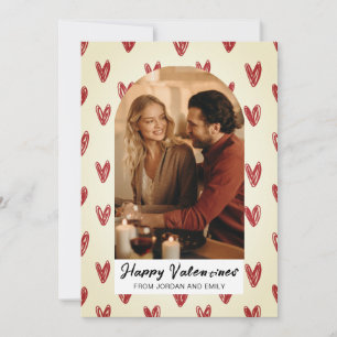 Elegante Rode Harten Gelukkige Valentijnsdag 1 Fot Feestdagenkaart