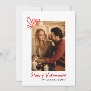 Elegante Rode Harten Gelukkige Valentijnsdag 1 Fot Feestdagenkaart