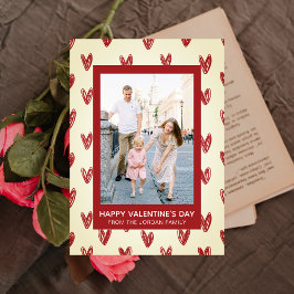 Elegante Rode Harten Gelukkige Valentijnsdag 1 Fot Feestdagenkaart