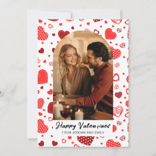 Elegante Rode Harten Gelukkige Valentijnsdag 1 Fot Feestdagenkaart