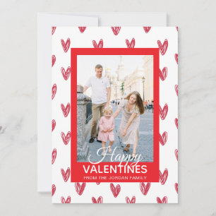 Elegante Rode Harten Gelukkige Valentijnsdag 1 Fot Feestdagenkaart