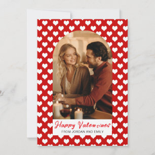 Elegante Rode Harten Gelukkige Valentijnsdag 1 Fot Feestdagenkaart