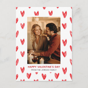 Elegante Rode Harten Gelukkige Valentijnsdag 1 Fot Feestdagenkaart
