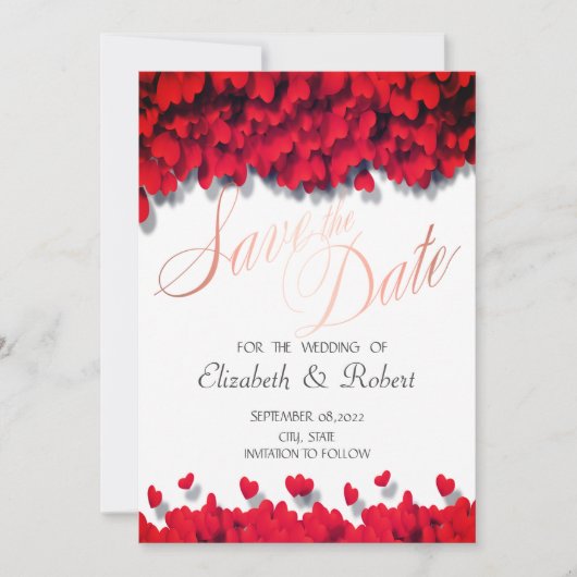 Elegante Rode Harten Save The Date (Voorkant)