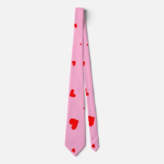 Elegante Rode Harten Valentijnsdag Roze Stropdas (Voorkant)