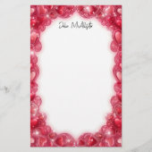 Elegante rode hartgrens met sprankelende accenten briefpapier (Voorkant)
