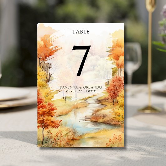 Elegante rode herfst rivier bos herfst bruiloft kaart