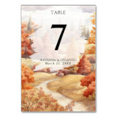 Elegante rode herfst rivier bos herfst bruiloft kaart (Voorkant)