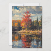 Elegante Rode Herfstbladeren Herfst Bruiloft Kaart (Achterkant)