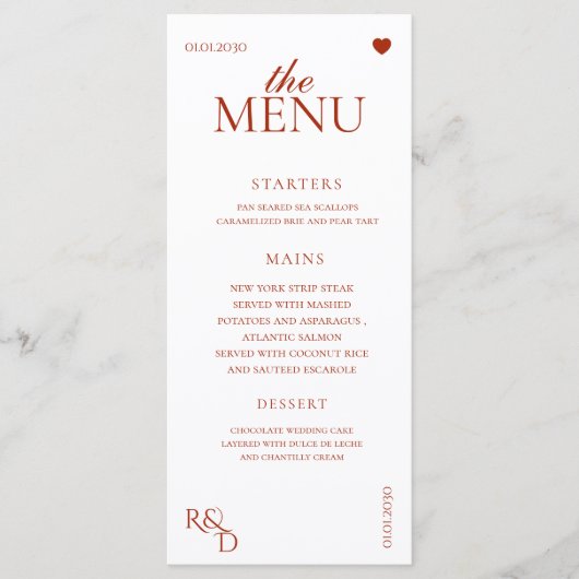 Elegante Rode Herfstbladeren Herfst Bruiloft Menu (Voorkant)