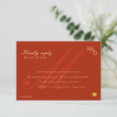 Elegante Rode Herfstbladeren Herfst Bruiloft RSVP Kaartje (Staand voorkant)