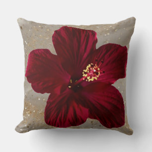Elegante rode hibiscus bloem kussen Tropica