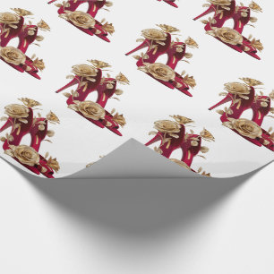 Elegante rode hoge hakken met gouden rozen         cadeaupapier
