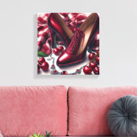 Elegante rode hoge hakken met kersen